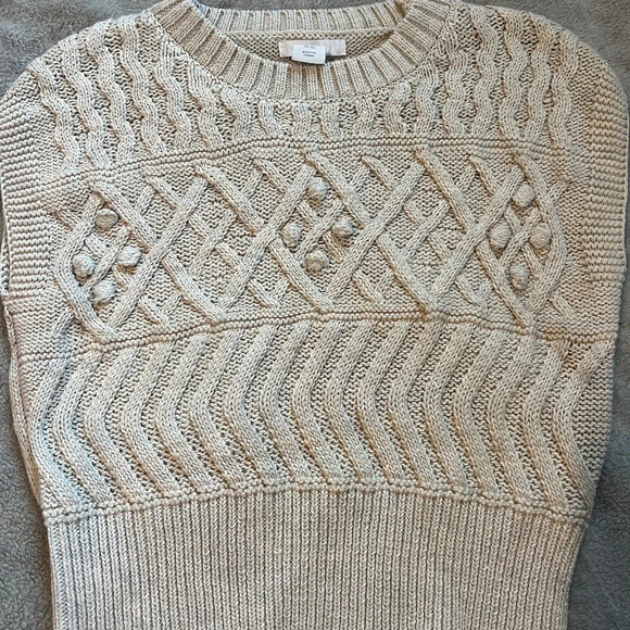 NWOT womens pure/us cream colored printed puff sleeveless sweater vest size XS - Picture 1 of 3